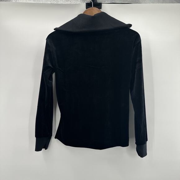 Spanx Sweatshirt Top Womens XS Black Velvet Air Essentials 1/2 Zip Pull Over - Picture 3 of 11